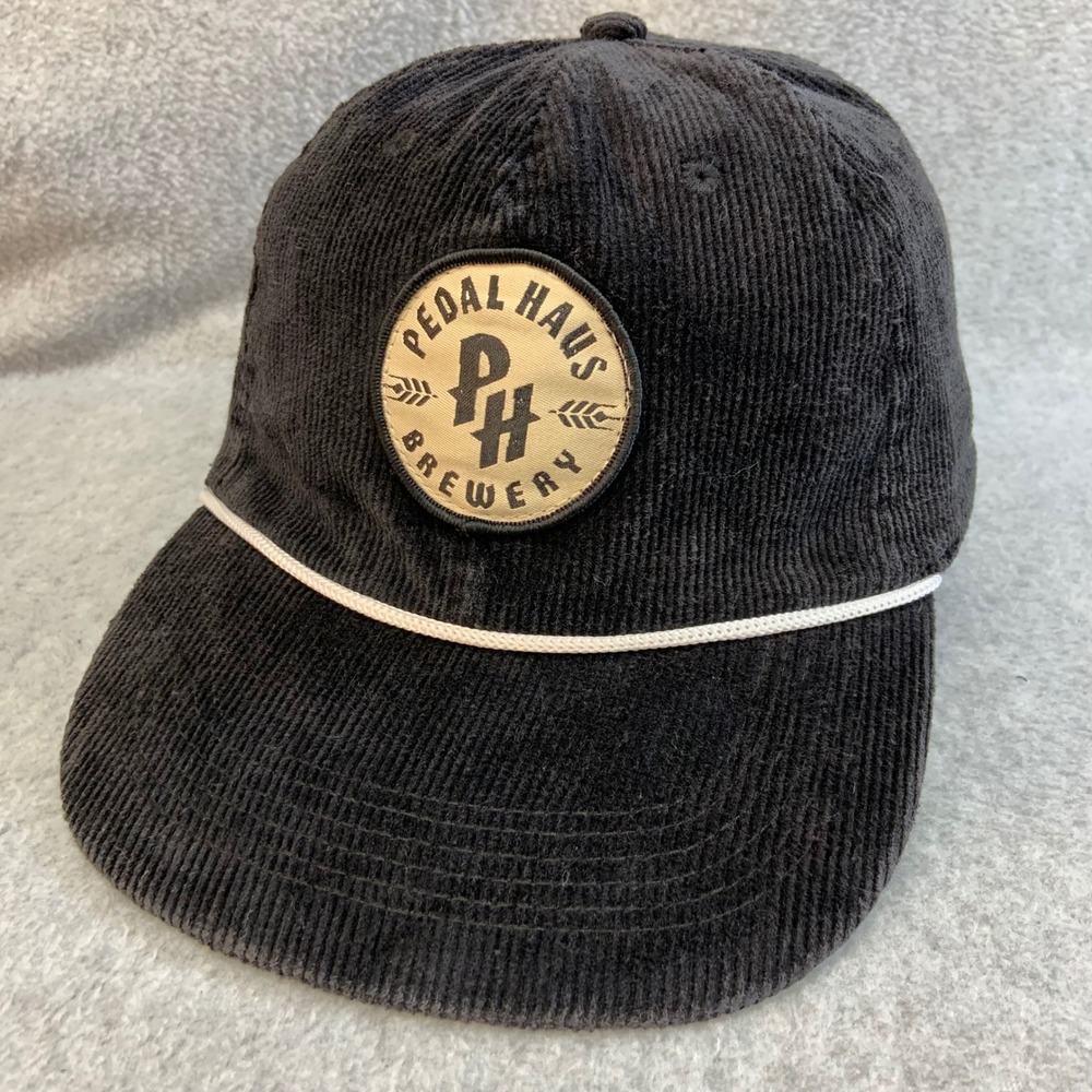 Pedal Haus Brewery Patch Unisex Black Corduroy Rope Snapback Hat OSFA